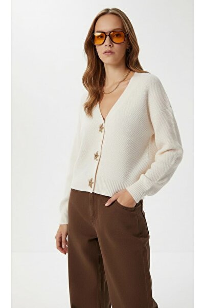 Buklemoda Women's Star Button Detailed Knitwear Cardigan