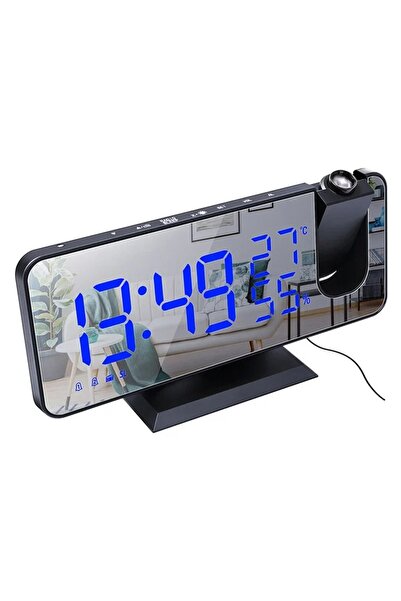 HPYTECH LED Dijital Projeksiyonlu Saat Masaüstü-USB'li FM Radyolu-4 Parlaklık...