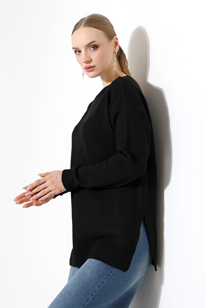 Devinka Women's Boat Neck Hem Slit Knitwear Sweater