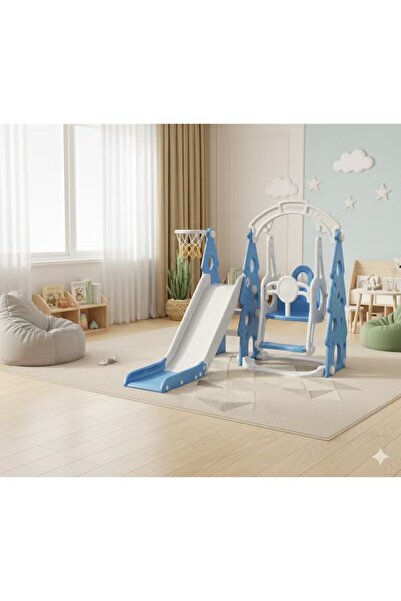 FULLJOY 3 in 1 Kids Slide and Swing Set with Basketball Hoop, Indoor and Outd...