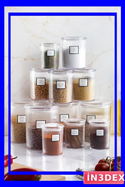 İN3DEX 12 Piece Three-Dimensional Transparent Storage Jar Set