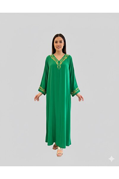 EL jadida Women's Embroidery Detailed Plus Size Viscose Dress