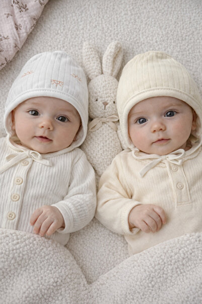 greenmoss 100% Cotton Reverse Stitch 2-Piece Baby Beanie