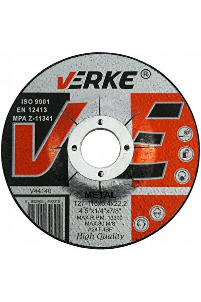 VERKE Metal grinding disc, 115x6.4x22.2mm, V44140,
