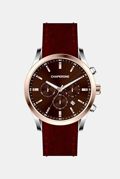Chaperone Erkek Kol Saati Şık Bordo Kadran Deri Kordon C002171