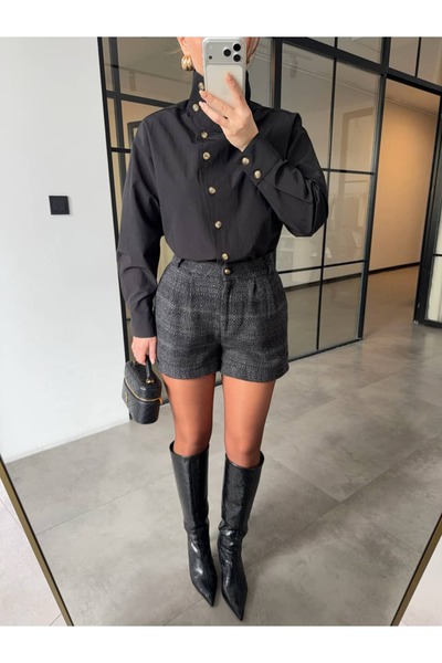 BB Bensu Buyruk Baliksirti Kaşe Shorts Anthracite