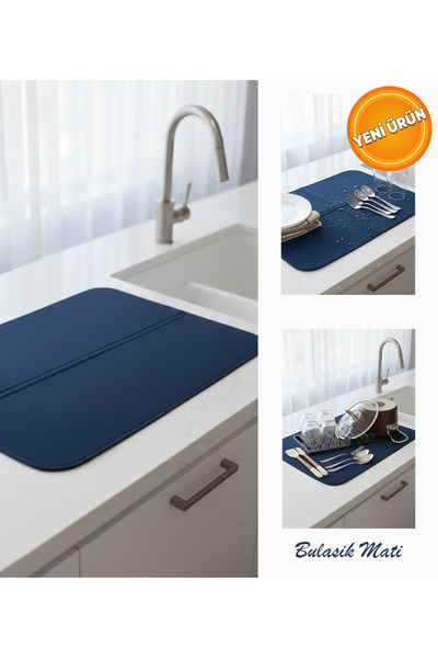 BRANCO TASARIM Askılı Bulaşık Matı Süper Emici Bulaşık Kurutma Matı 44x36cm T...