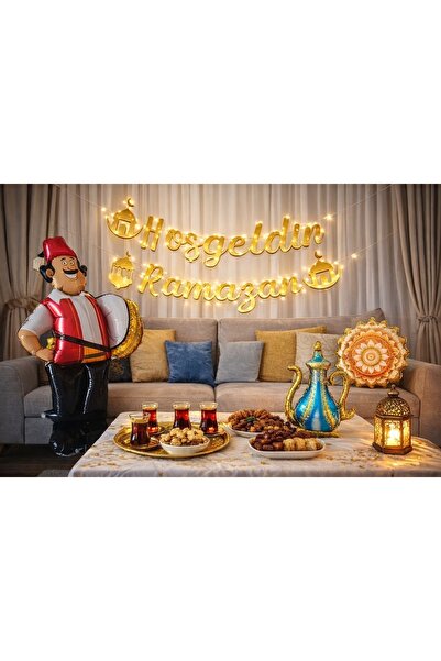 Öztürkpartievi Welcome Ramadan Home Decoration Set – Lighted Lettering, Ballo...