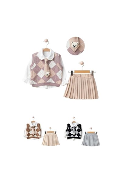 gültekin bebe Lumia Süveterli Etekli Kız Takım 2-5 Yaş-4170432 - BEJ