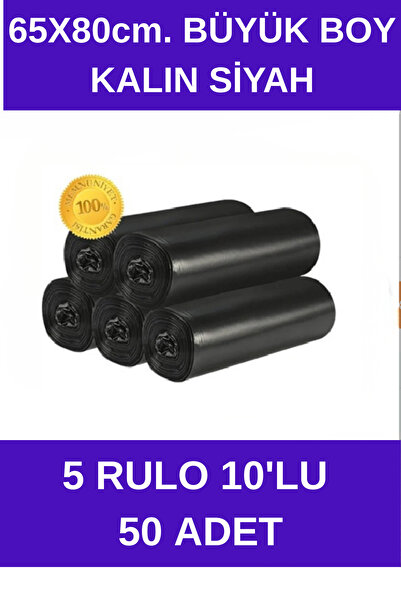 Best Rulo Çöp Poşeti 65x80 cm. Büyük Boy 5 Rulo 50 Adet Dayanıklı