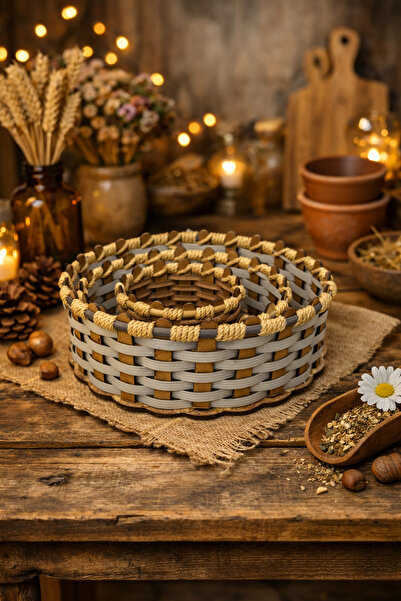 seymenbıçakçılık Set de 3 coșuri din lemn (Mare + Medie + Mică) – Coșuri natu...