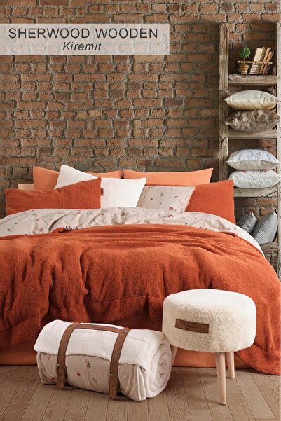 İyi Geceler İstanbul Sherwood Wooden Double Bedspread Set with Sheets Tile