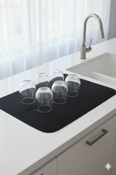 BRANCO TASARIM Askılı Bulaşık Matı Süper Emici Bulaşık Kurutma Matı 44x36cm T...