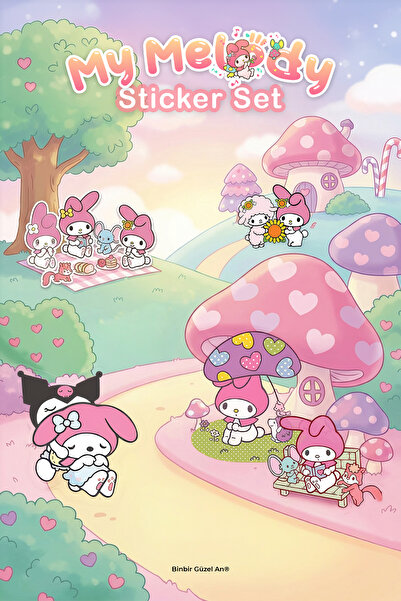 Binbir Güzel An My Melody Sticker / Etiket (Ajanda, Scrapbook, Bullet Journal)