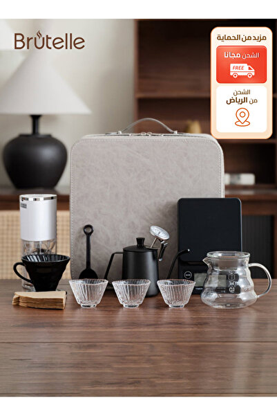 Brutelle 12 Pcs V60 Premium Pour Over Manual Coffee Maker with Grinder Drippe...