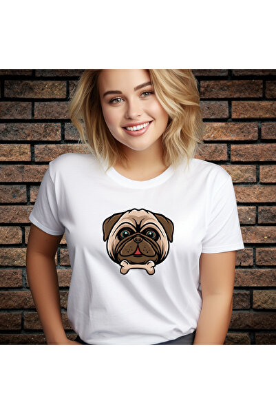 CXO Craft Women's T-Shirt with Printed, Pug, Cotton