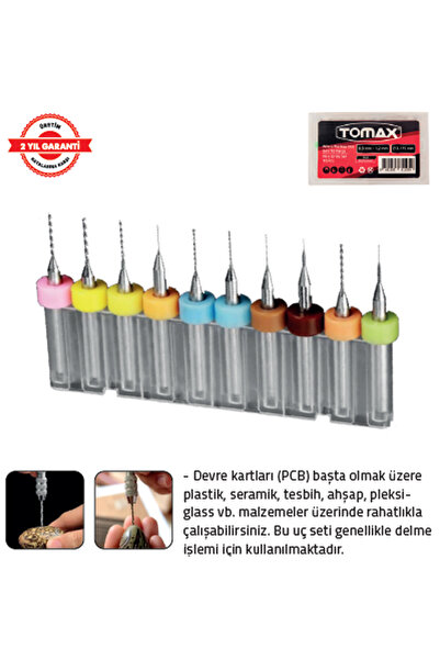 Tomax MİKRO MATKAP UCU SET 10 LU (0,3 - 1,2 mm)