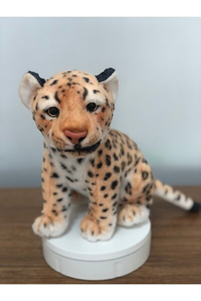 TOPROCKSTORE Leopar Peluş Oyuncak Gerçekçi Yüz Cam Göz Hediyelik Uyku Arkadaş...