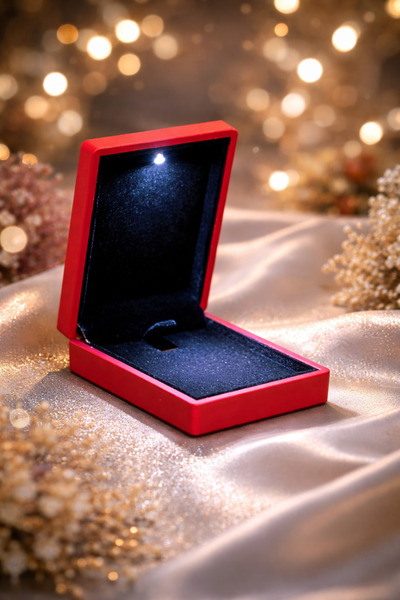 QERMA Lighted Necklace Box Jewelry Box Gift Box Lighted Box (Red)