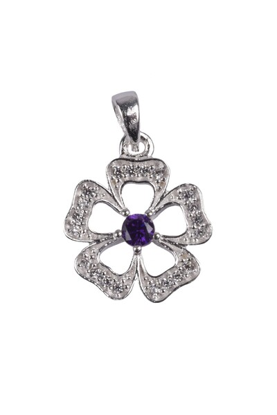 Crocodileskids Медальон с цвете и камъни, сребро 925, 1.8 см x 1.2 см