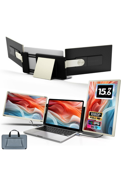 Velixo Monitor de laptop triplu extensibil, IPS FHD de 15,6”, USB-C, Plug & P...