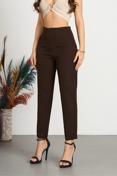 BİKELİFE Women's High Waist Collet Skinny Leg Fabric Trousers