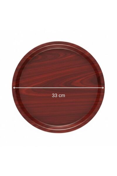 DAMMERUN 6 Pieces Atlas Non-Slip Surface Round Kraft Serving Tray 43 cm – Wood Pattern