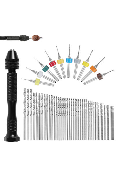 Choice1 57PCS 49pcs 0.2-3.4mm Hand Drill Set Mini Aluminum Hand Drill Bit Jew...