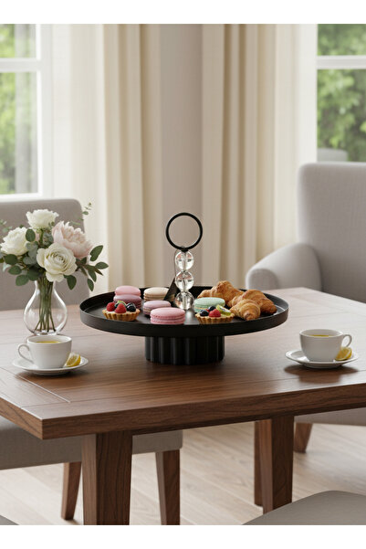 Living Round luxury metal candy holder with a crystal touch, 25 cm in diameter.
