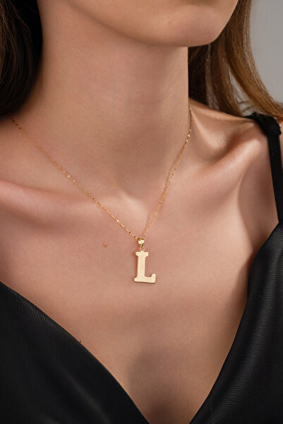Zeynepli gold & jewelry 14 AYAR ALTIN PRES FÜZYON L HARFLİ KOLYE