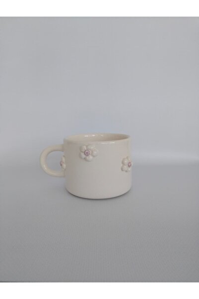 Zümrüdüanka Seramik Daisy Embossed Handmade Ceramic Mug