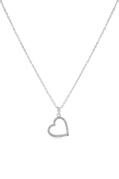 zelvona قلادة قلب من الفولاذ فضية 45 سم