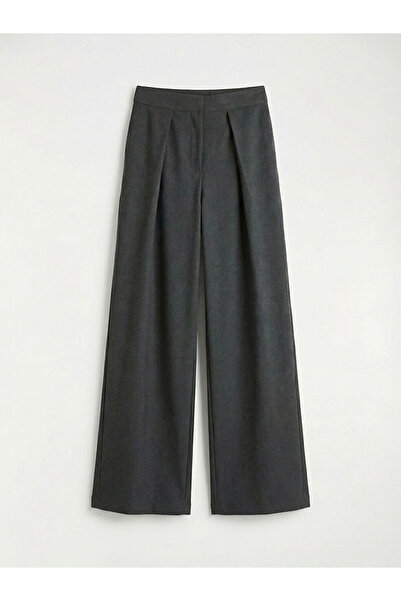 LC Waikiki MG TRENDEN Antrasit Yüksek Bel Pileli Geniş Paça Kadın Pantolon