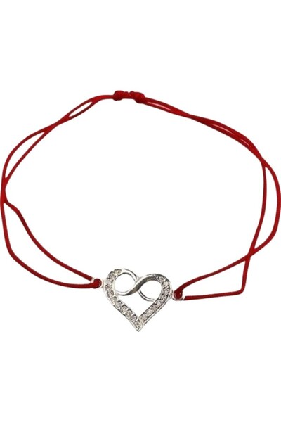 Flippy Adjustable Cord Bracelet, 925 Silver, Infinity Heart With Zircons, Jol...