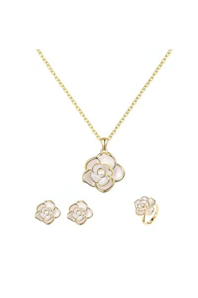 Kracer 18K Gold Plated Necklace, Earrings and Ring Set, with White Pearls, Ca...