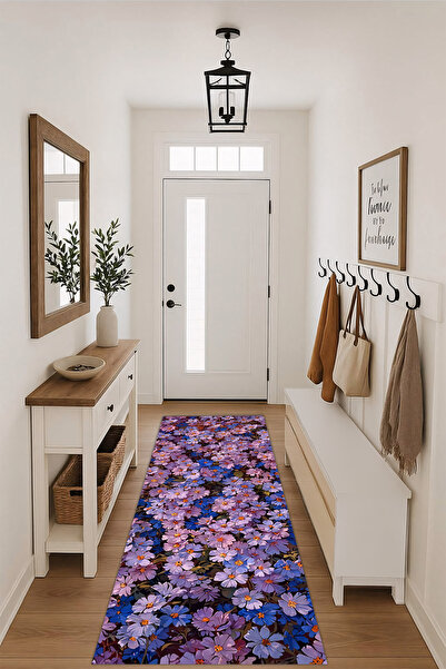 Tepeli Home Dijital Baskı Kaymaz Taban Leke Tutmaz Makinede Yıkanabilir Moder...