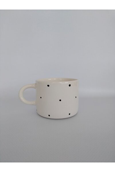 Zümrüdüanka Seramik Black Dotted Handmade Ceramic Mug