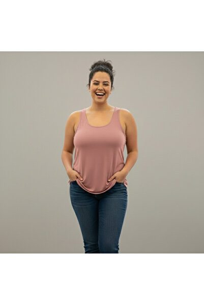 MrrMajestic Women's Thick Strapped Beige Lycra Tank Top - Oversized Size - Se...