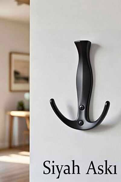 Badem10 Yeniçeri Metal Portmanto Askı Siyah Duvar Askısı Modern Askılık Ceket...