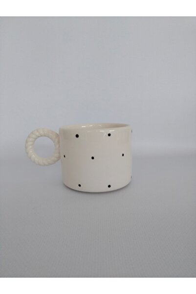 Zümrüdüanka Seramik Black Dotted Handmade Ceramic Mug