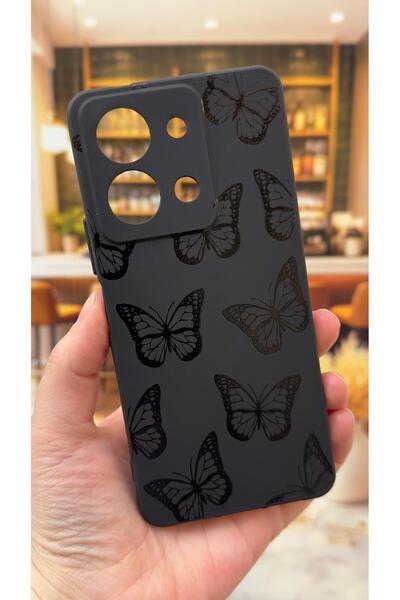 Vip Case Vivo Y36 Compatible Black Butterfly Patterned Silicone Shock-Absorbi...