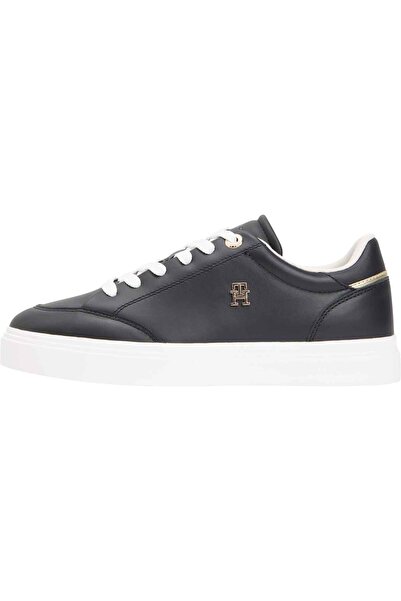 Tommy Hilfiger Kadın Marka Logolu Günlük Kullanıma Uygun Siyah Sneaker FW0FW0...