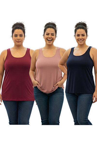 MrrMajestic Women's Thick Strapped Beige Lycra Tank Top - Oversized Size - Se...