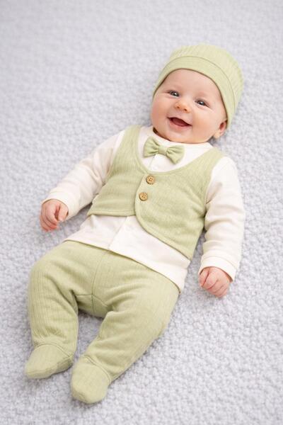 dinamik çocuk Erkek Bebek 0-3ay Yenidoğan Takım Yelek Dikişli Papyonlu Kendin...