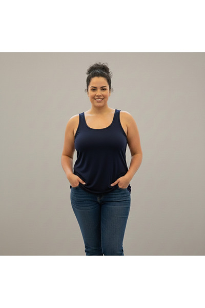 MrrMajestic Women's Thick Strapped Beige Lycra Tank Top - Oversized Size - Se...