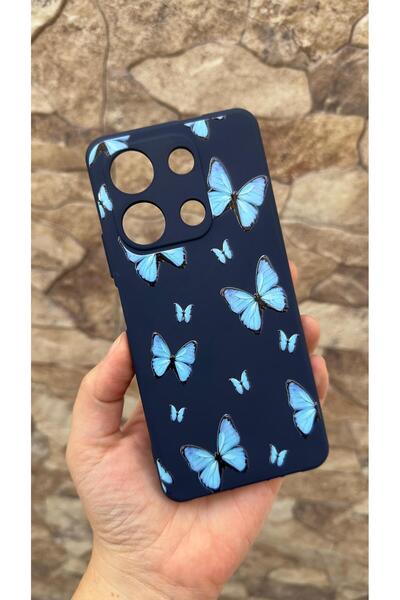 Vip Case Infinix Note 30 Compatible Blue Butterfly Patterned Silicone Shock-A...