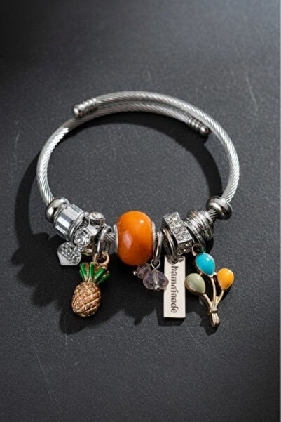 DİAVENTA TAKI VE AKSESUAR سوار عصري أنيق من الفولاذ 316L بتصميم بالون الأناناس