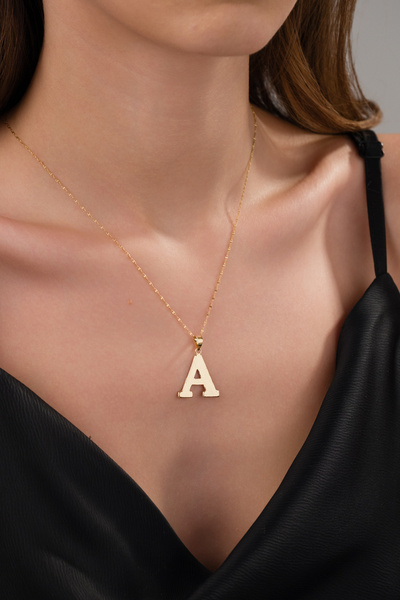 Zeynepli gold & jewelry 14 AYAR ALTIN PRES FÜZYON A HARFLİ KOLYE