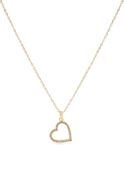 zelvona قلادة قلب من الفولاذ ذهبية اللون 45 سم