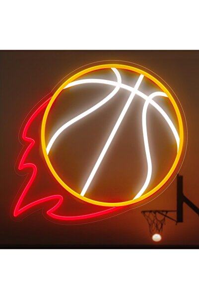 Slasa لوحة نيون LED لكرة السلة - 32 × 29.5 سم، مصباح جداري رياضي لغرفة النوم ...